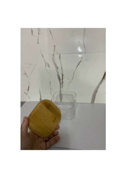 Bambu Kapaklı Saklama Kabı 700 ml Kare Drajelik