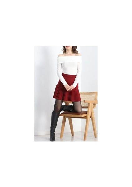 Yarım Pliseli Kısa Astarsız Etek fırsatları