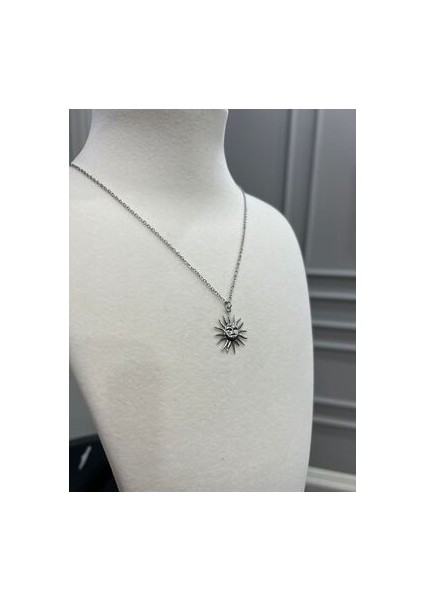 Gümüş Renk Çelik Güneş Kolye
