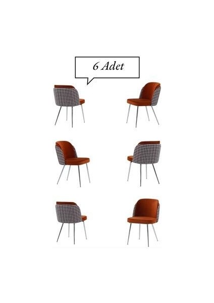 Keşfet Series Sandalye , 6 Adet , Mutfak , Oturma Odası, Salon, Metal Ayak , Çok Amaçlı