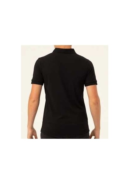 Polo Yaka Düz Siyah Saf Pamuk T-Shirt fiyatları