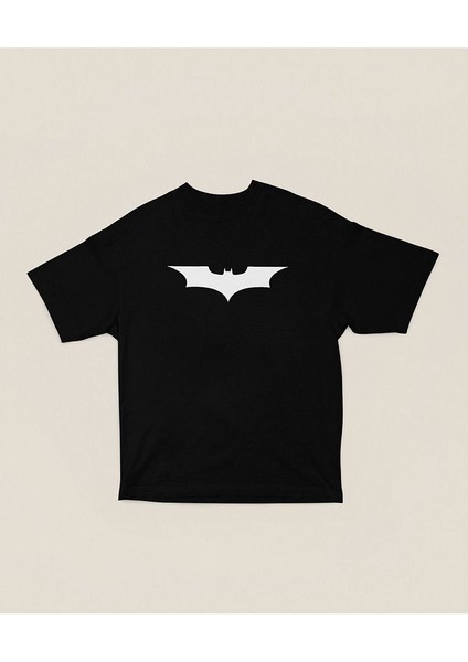 Batman Logo Baskılı Unisex Tişört, Oversize Batman Tişört