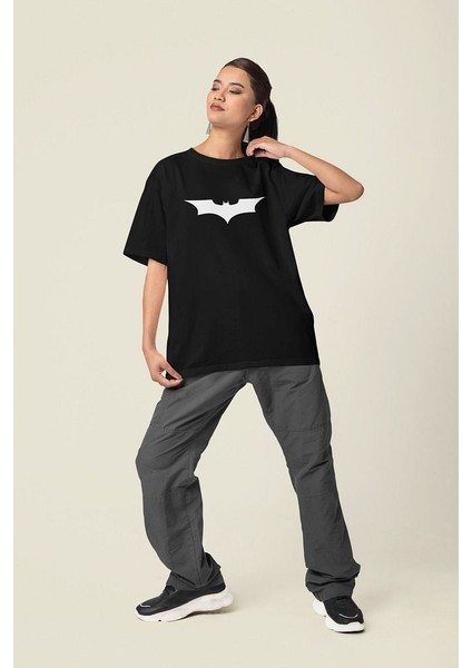 Batman Logo Baskılı Unisex Tişört, Oversize Batman Tişört modelleri