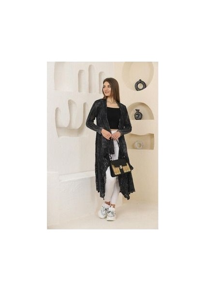 Otantik Etnik Cepli Salaş Oversize Pamuk Uzun Triko Hırka