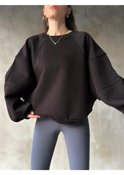 3 Iplik Şardonlu Crop Sweatshırt