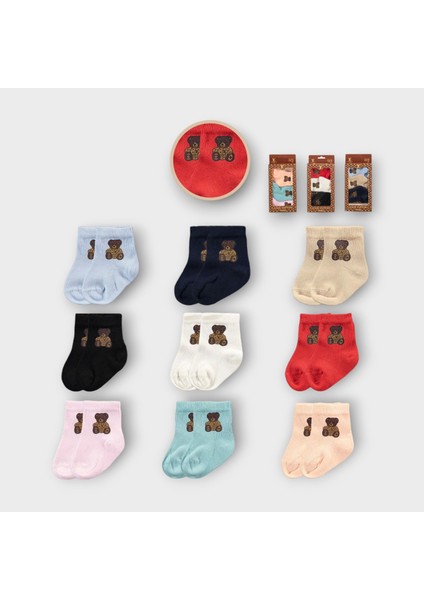 Baby Marka Wilton Desen Çorap Set Unisex 0-6 Ay 3 Lü Set