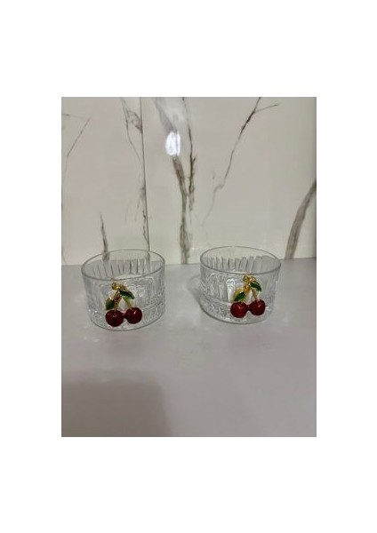 2li Kirazlı Cam Büyük Lokumluk 8X5CM fiyatları