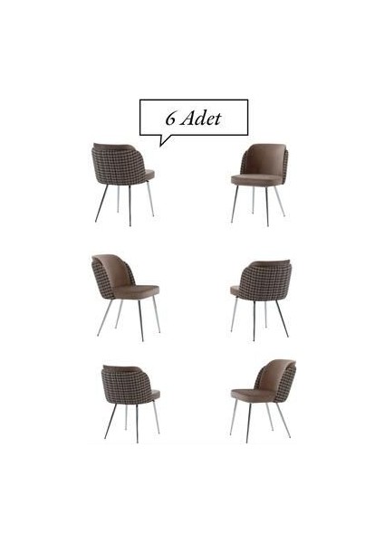 Keşfet Series Sandalye , 6 Adet , Mutfak , Oturma Odası, Salon, Metal Ayak , Çok Amaçlı