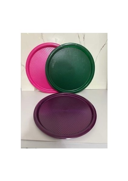 Renkli Tepsi Kristal Plastik Yuvarlak 22CM Mor fiyatları