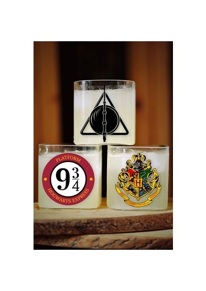 Pinterest 3 Adet Harry Potter Hogwards 9/3 Çeyrek ve Ölüm Yadigarları Kahve Bardağı Cam Bardak