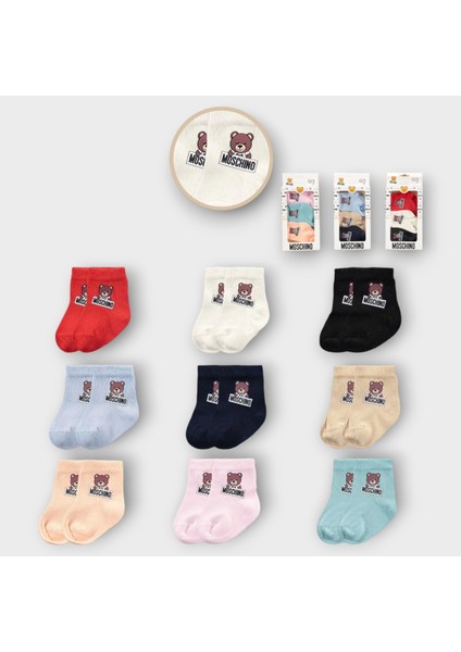 Baby Marka Moşino Desen Çorap Set Unisex 0-6 Ay 3 Lü Set