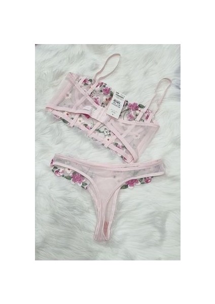 Tül Dantel Çiçekli Nakışlı Büstiyer Bralet Sütyen Takım modelleri