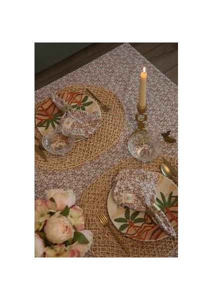 Kumaş Peçete 4 Adet Fırfırlı Çiçekli Vintage