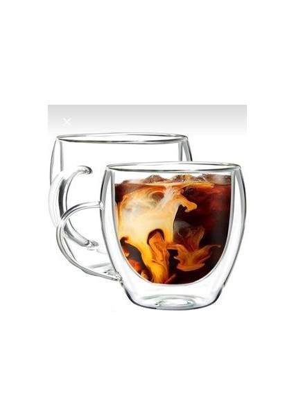 2'Li Çift Çidarlı Kahve Bardağı Yuvarlak Model 250 ml