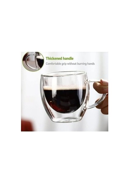 2'Li Çift Çidarlı Kahve Bardağı Yuvarlak Model 250 ml