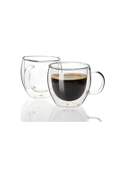 2'Li Çift Çidarlı Kahve Bardağı Yuvarlak Model 250 ml