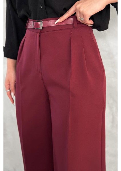Kadın Kemer Detaylı Palazzo Kesim Pantolon fiyatları