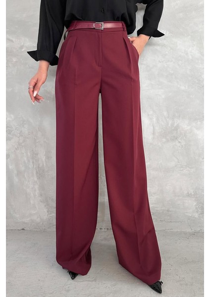 Kadın Kemer Detaylı Palazzo Kesim Pantolon modelleri