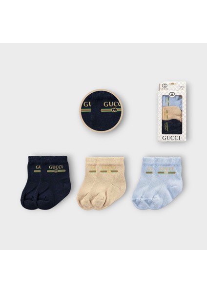 Baby Marka Cuccy Desen Çorap Set Unisex 0-6 Ay 3 Lü Set
