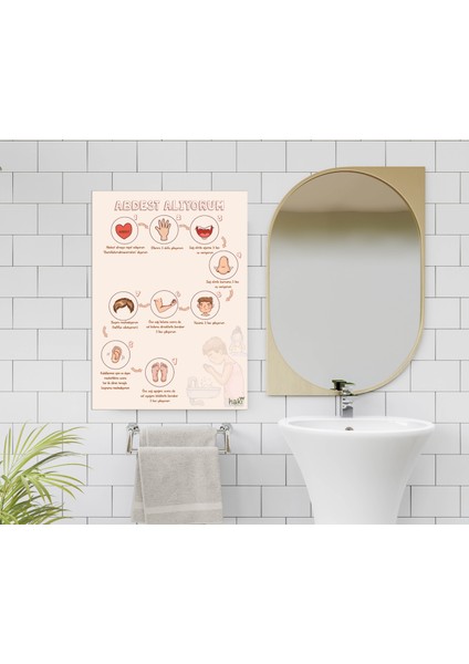 Çocuklar Için Resi mli Abdest Alıyorum - Şeffaf ve Kalın Pvc Sticker
