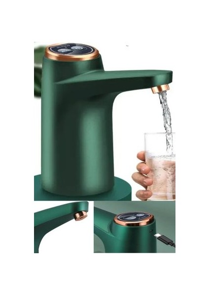 Otomatik Şarjlı Damacana Su Pompası Akıllı Metalik Yeşil (600ML) Damacana Su Pompası