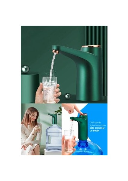 Otomatik Şarjlı Damacana Su Pompası Akıllı Metalik Yeşil (600ML) Damacana Su Pompası modelleri