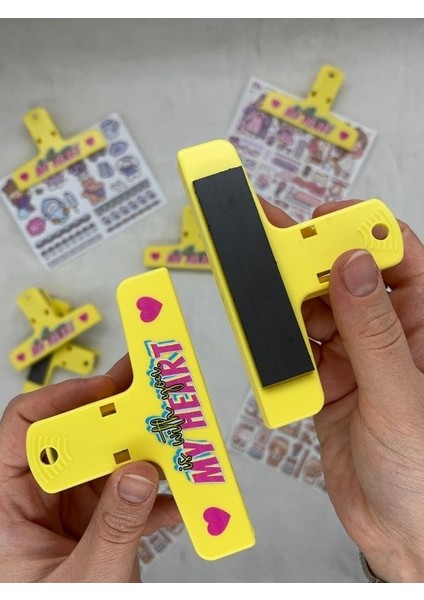 Is With You My Heart Sarı Renk Çok Fonksiyonlu Mıknatıslı Klips/fotoğraf Mandalı/kıskaç Ataş/kitap Ayracı modelleri