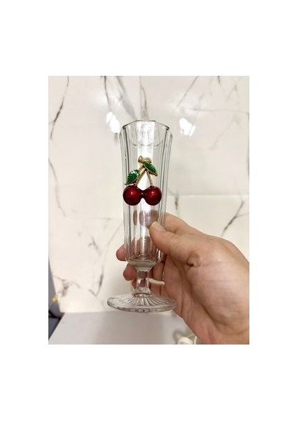 Kirazlı Flüt Bardak Uzun Cam 1ADET