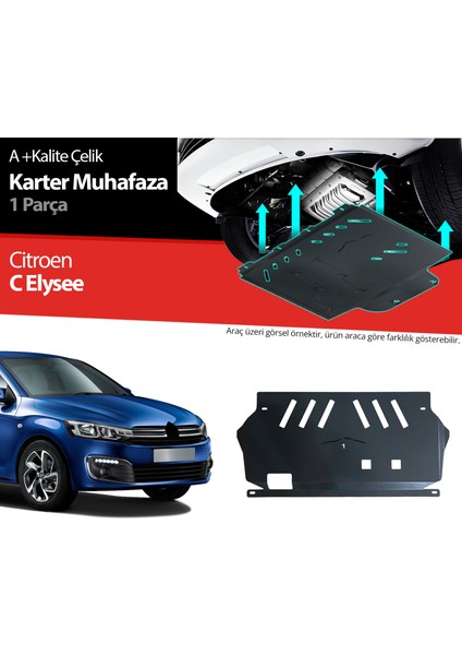 Citroen C. Elysee Çelik Karter Muhafaza Koruma 2013 2014 2015 2016 2017 2018 2019 2020 2021 2022 2023