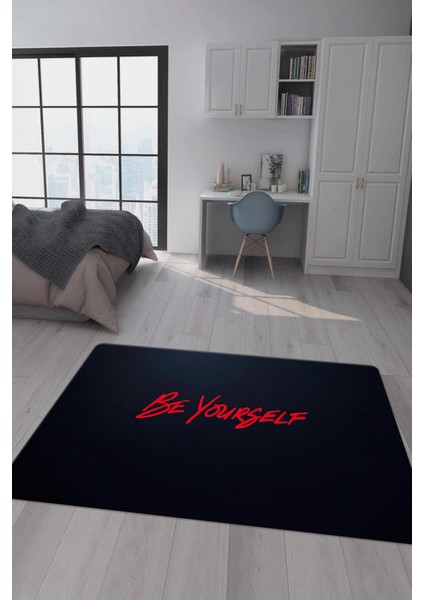 Kaymaz Taban Makinada Yıkanabilir Dijital Baskı Be Yourself Desenli Çocuk Odası Halısı Dot Taban Halı RHR03