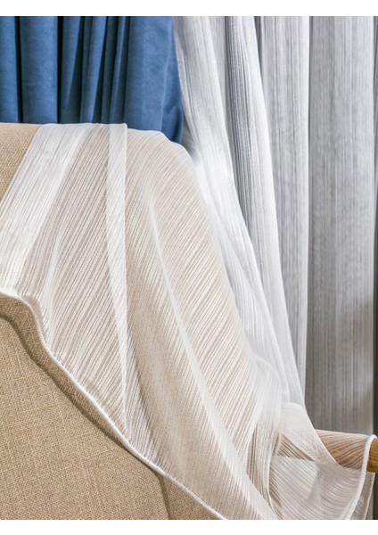 Kullanıma Hazır Ekru Renk Sinefru Desen (1x3) Sık Pileli Tül Perde fiyatları