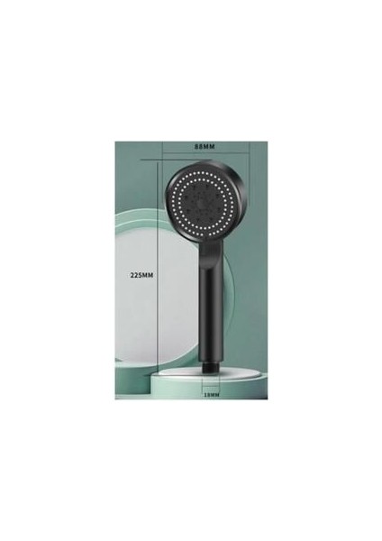5 Kademeli Turbo Su Tasarruflu Duş Başlığı Siyah Duş Başlığı Fonksiyonlu Duş Alosu