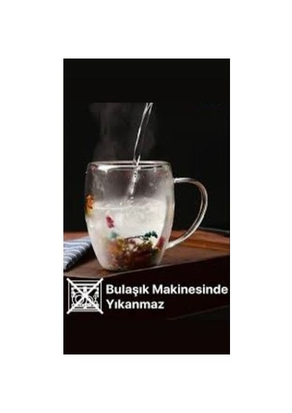 Renkli Çiçekler Çift Çidarlı Bardak 350ML