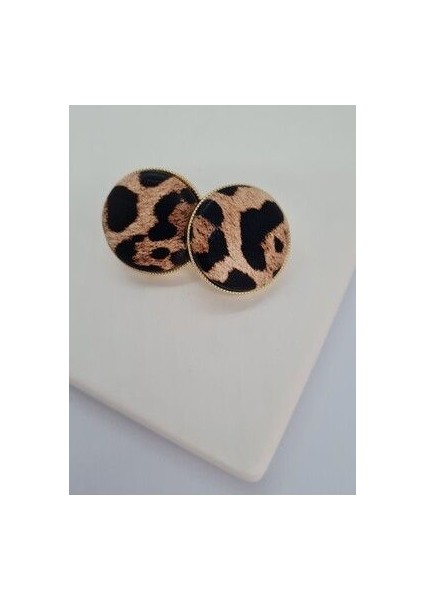 Leopar Düğme Küpe modelleri