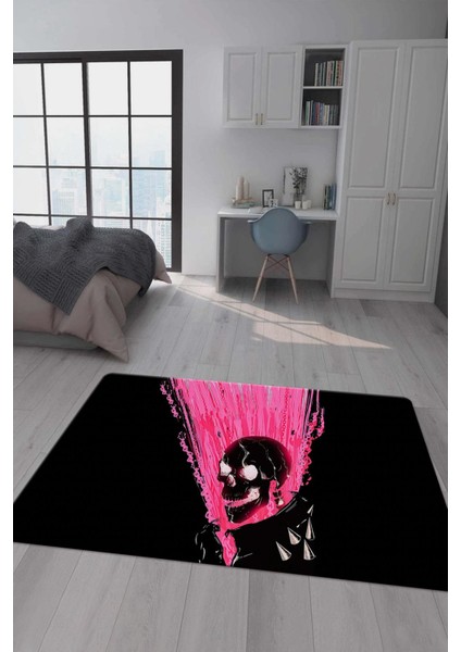 Kaymaz Taban Makinada Yıkanabilir Dijital Baskı Ghostrider Desenli Çocuk Odası Halısı Dot Taban Halı RHR20