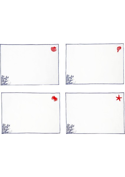 Amerikan Servis Mercan Desenli 4’lü Set