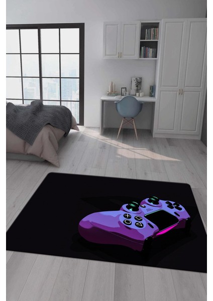 Kaymaz Taban Makinada Yıkanabilir Dijital Baskı Gaming Konsol Desenli Çocuk Odası Halısı Dot Taban Halı RHR07