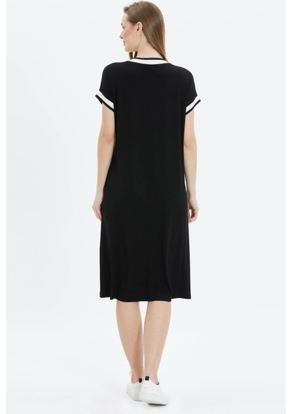 Yakası ve Fleto Cebi Ribanalı Penye Elbise indirimleri