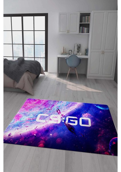 Kaymaz Taban Makinada Yıkanabilir Dijital Baskı Cs Go Desenli Çocuk Odası Halısı Dot Taban Halı RHR08