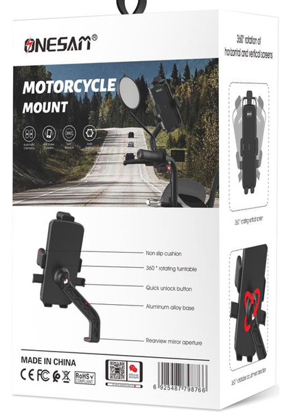 Ayarlanabilir Bisiklet Scooter Motosiklet Otomatik Tuşlu Motorsiklet Ayna Bağlantılı Telefon Tutucu
