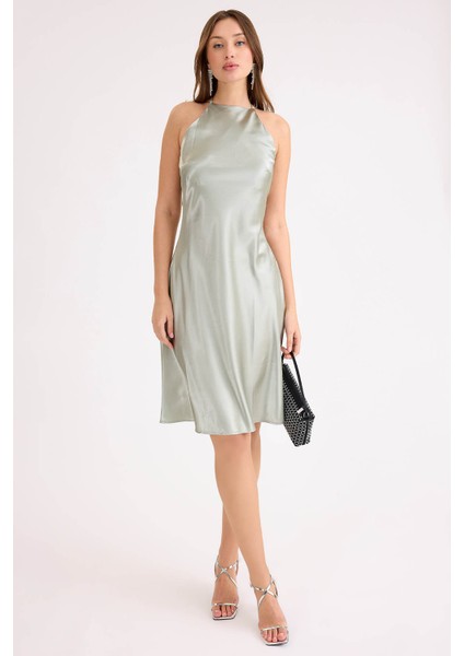 Ip Askılı Midi Boy Saten Elbise fiyatları