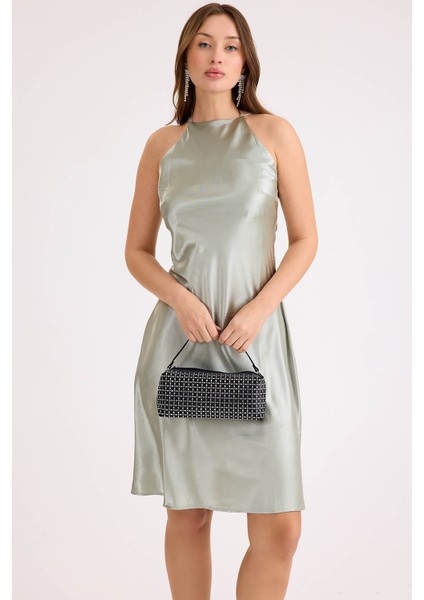 Ip Askılı Midi Boy Saten Elbise modelleri