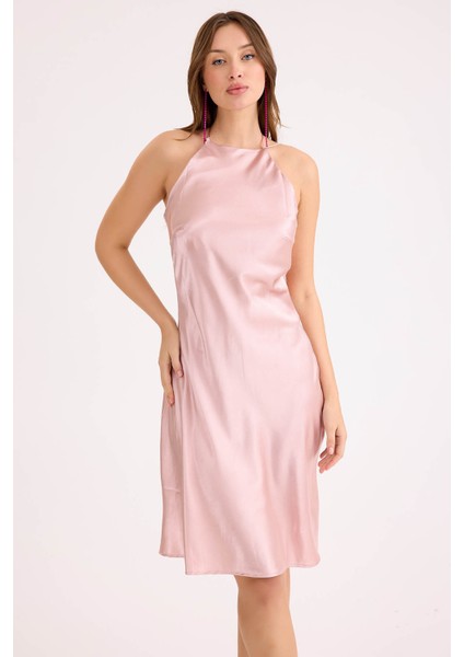 Ip Askılı Midi Boy Saten Elbise fiyatları