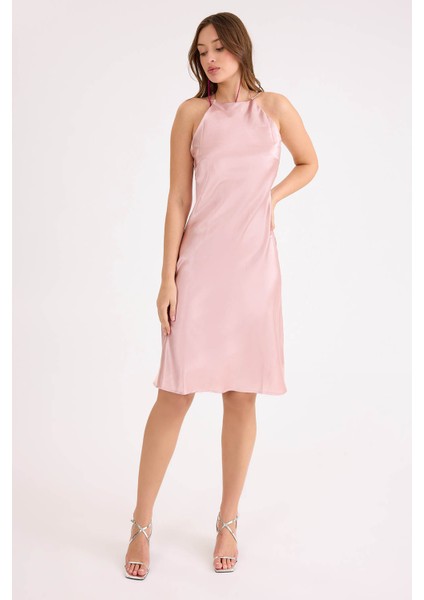 Ip Askılı Midi Boy Saten Elbise modelleri