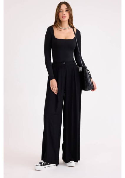 Pileli Geniş Paça Pantolon modelleri