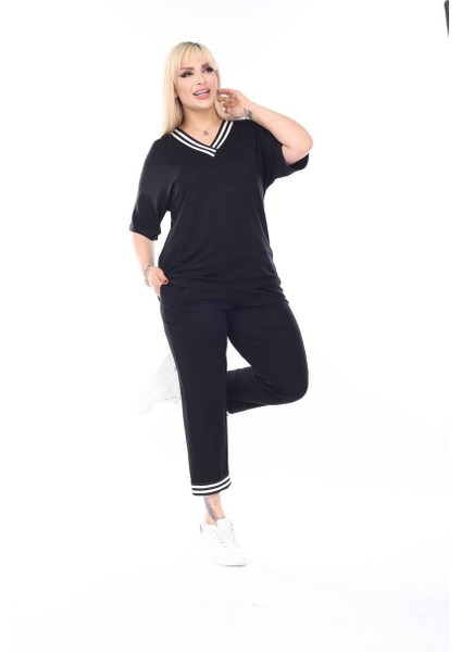 Kadın Alt-Üst Kısa Kol Kapri 2'li Siyah Penye Takım fiyatları