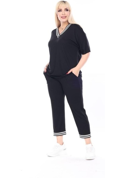 Kadın Alt-Üst Kısa Kol Kapri 2'li Siyah Penye Takım modelleri