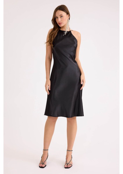 Ip Askılı Midi Boy Saten Elbise fiyatları