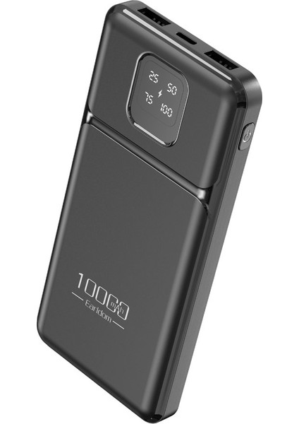 PB64 10.000 mAh 2 Adet 10W USB Çıkışlı Dijital Göstergeli Powerbank - Siyah
