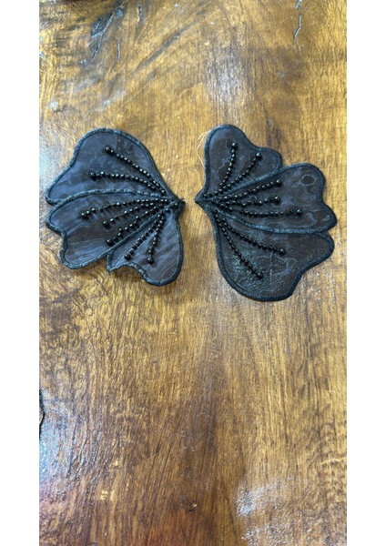 2 Li Boncuk Işleme Siyah Kelebek Kanadı Set 12X10 cm fiyatları